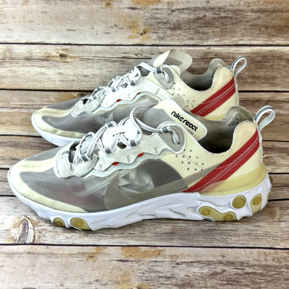 Nike React Element 87 Light Bone White Beige Red AQ1090-100 Men\'s Sneakers 10.5 main image 7